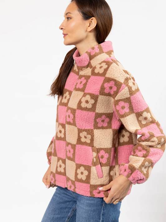 Teddy Floral Jacket ~ Light Pink/Oatmeal