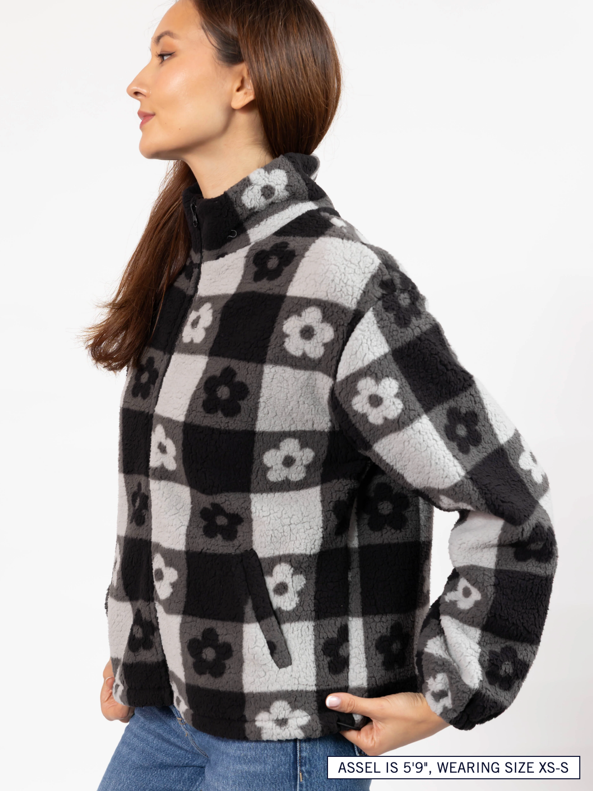 Teddy Floral Jacket ~ Black/Grey