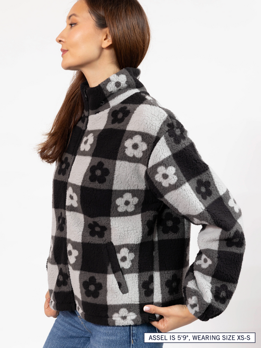 Teddy Floral Jacket ~ Black/Grey