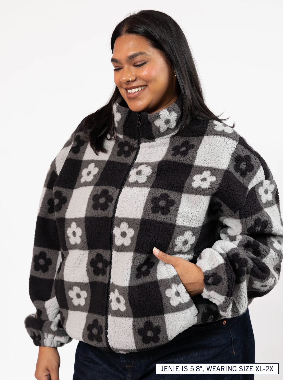 Teddy Floral Jacket ~ Black/Grey