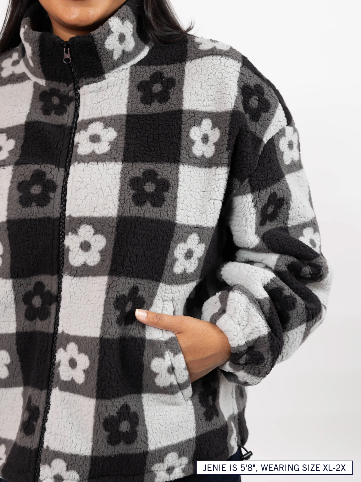 Teddy Floral Jacket ~ Black/Grey