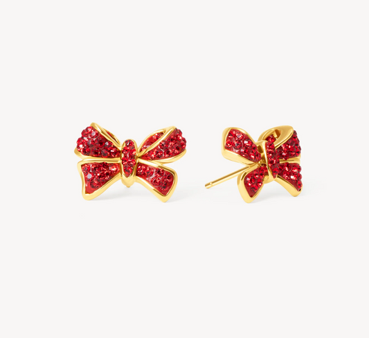 Red Velvet Sparkle Bow Stud - H&B