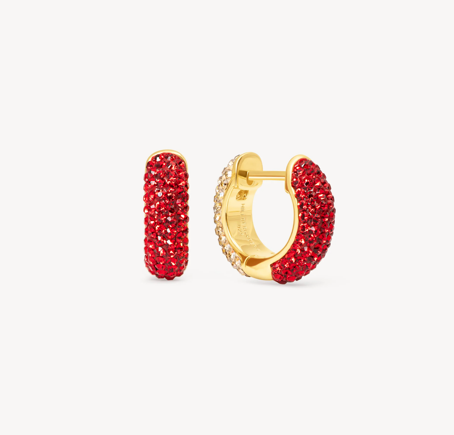 Red Velvet/Soft Gold Sparkle Hoops - H&B