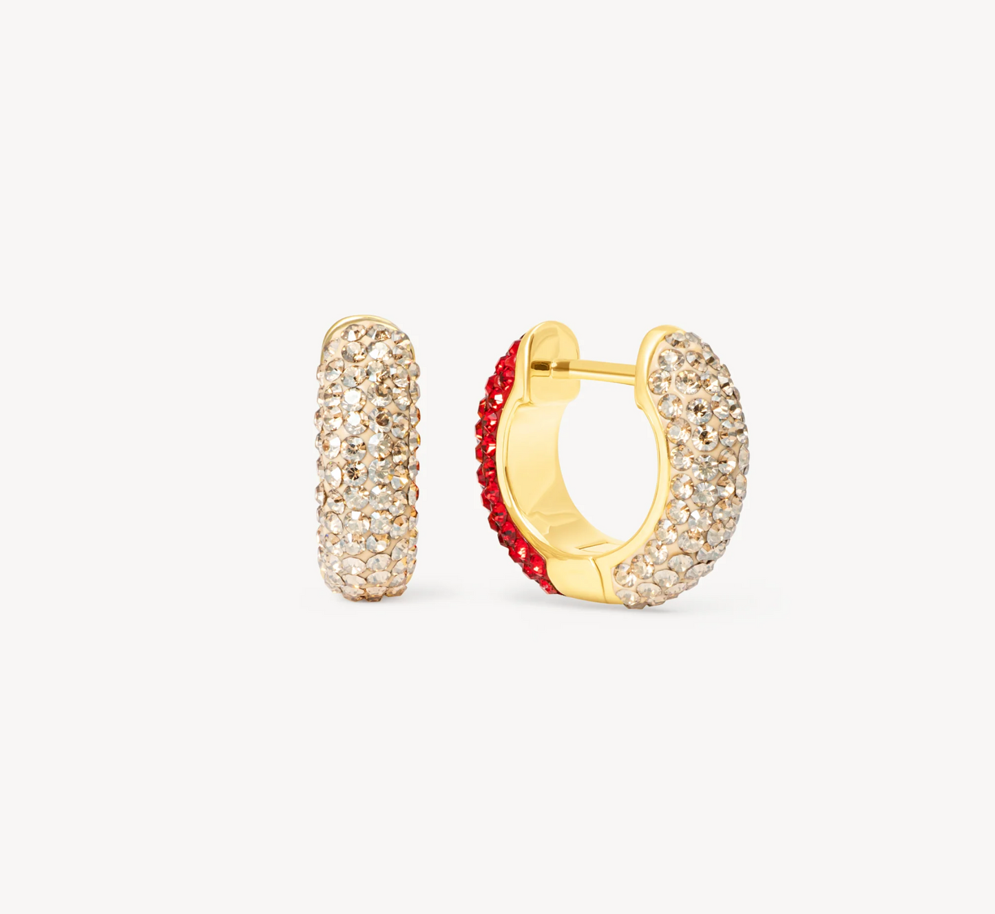 Red Velvet/Soft Gold Sparkle Hoops - H&B