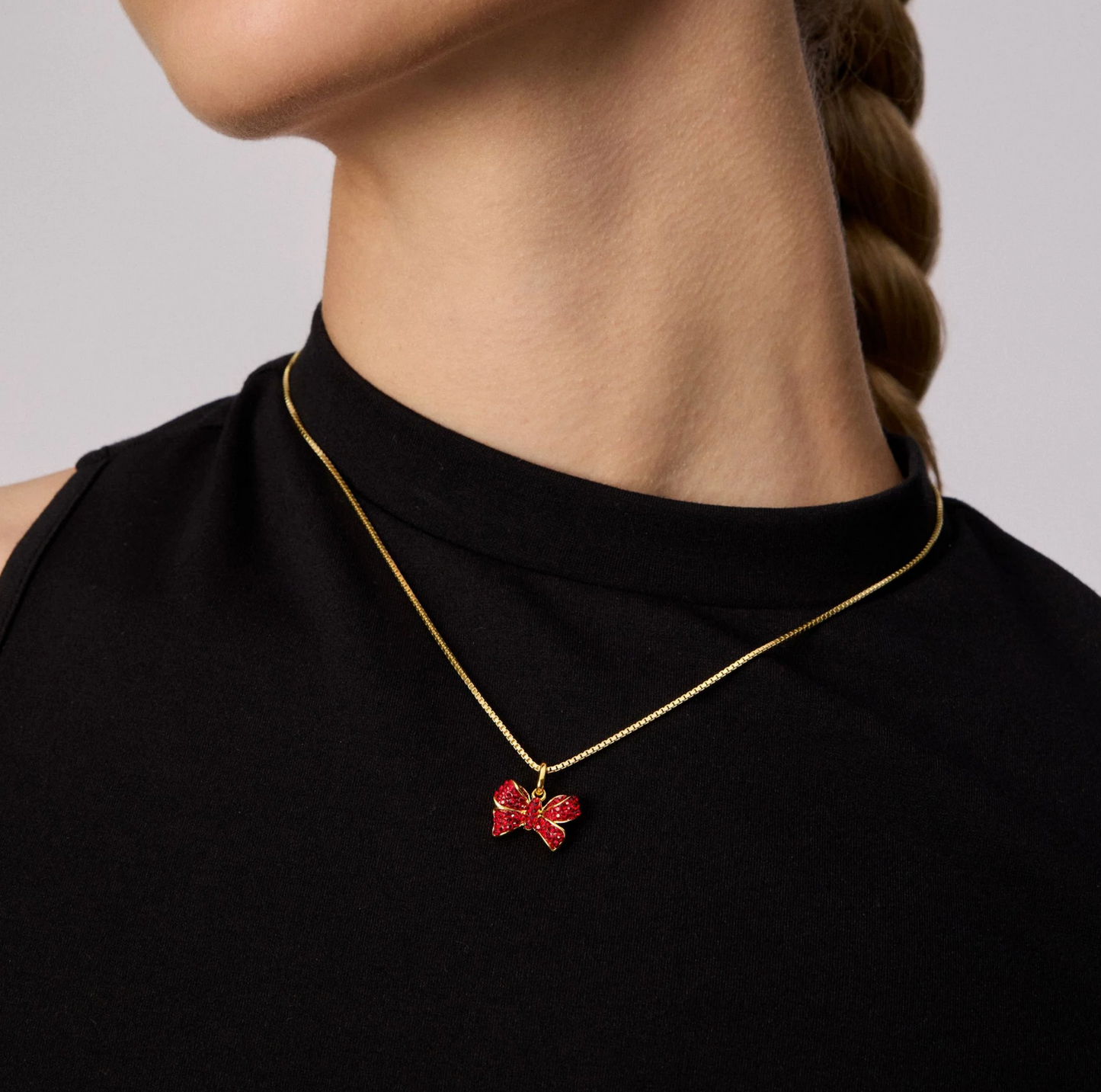 Red Velvet Sparkle Bow Necklace - H&B