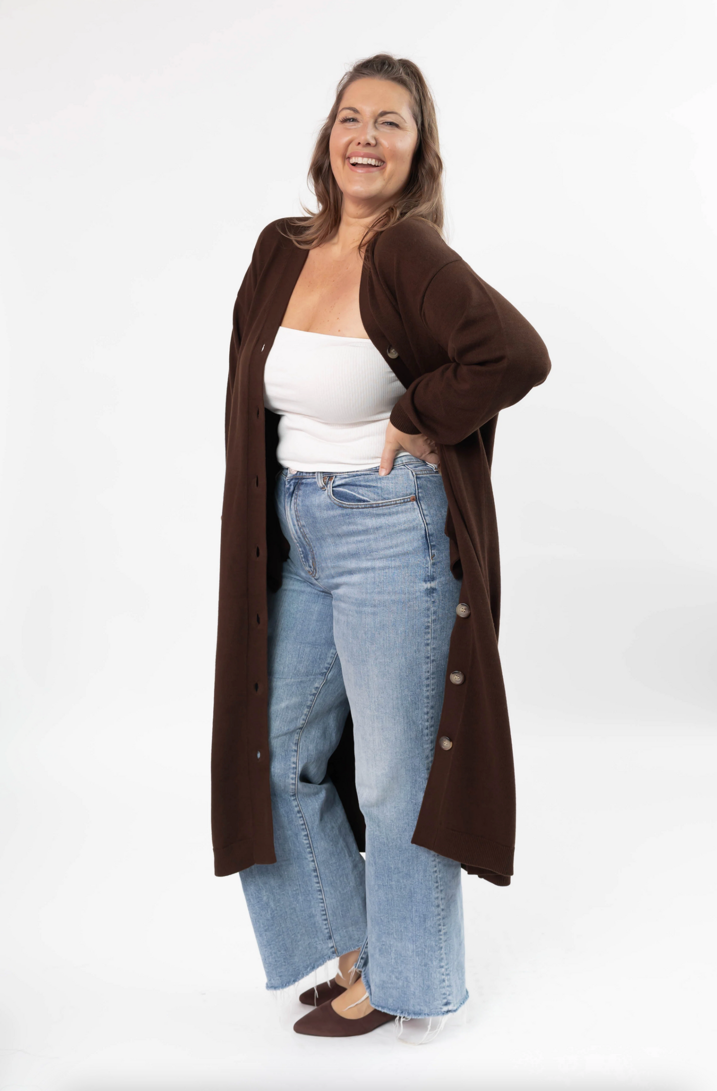 Dana Long Cardigan ~ Dark Chocolate