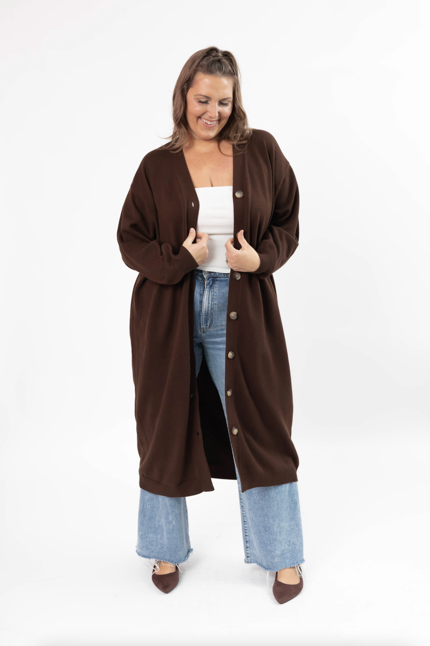 Dana Long Cardigan ~ Dark Chocolate
