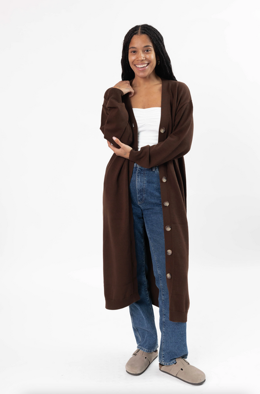 Dana Long Cardigan ~ Dark Chocolate