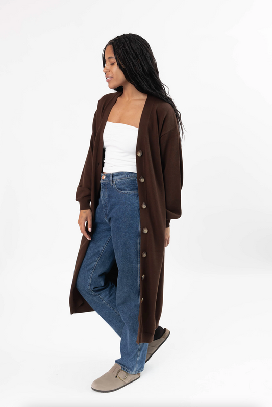 Dana Long Cardigan ~ Dark Chocolate