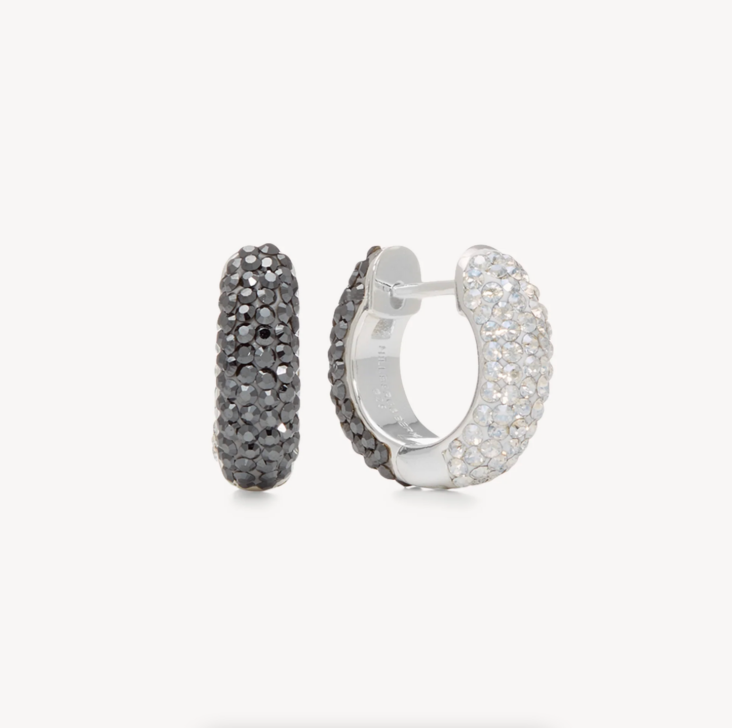 Hematite/Moonlight Sparkle Hoop Earrings ~ Small