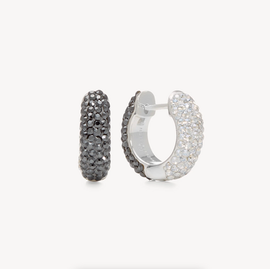 Hematite/Moonlight Sparkle Hoop Earrings ~ Small