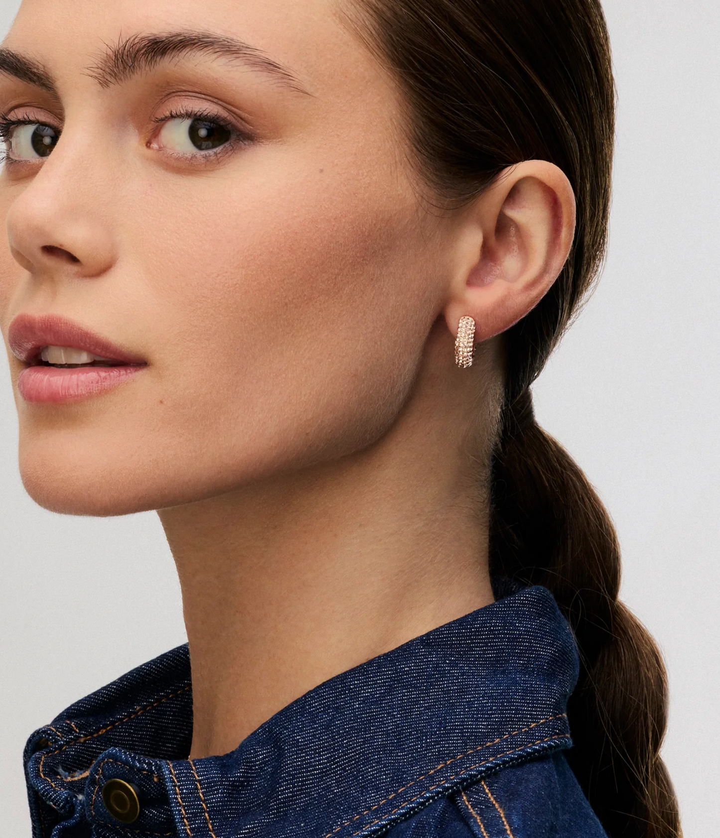 Rose Gold Sparkle Hoop Earrings ~ Small