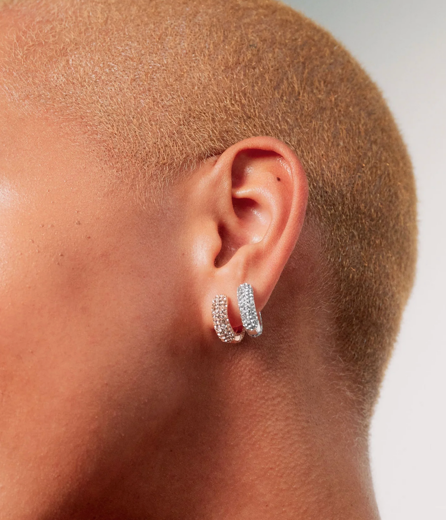 Rose Gold Sparkle Hoop Earrings ~ Small