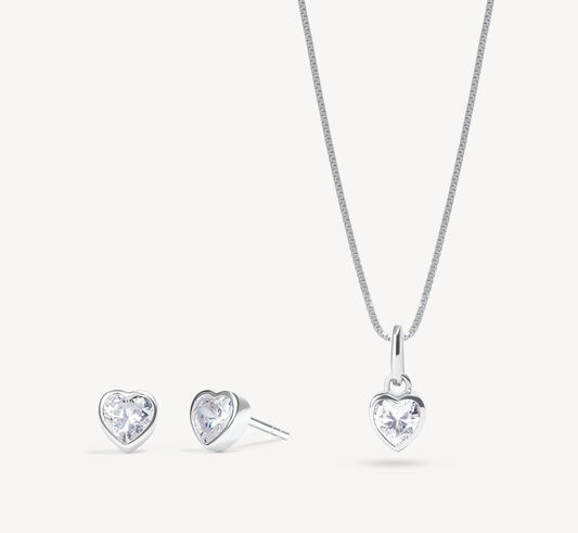 Adore Bezel Stud Earrings & Necklace set