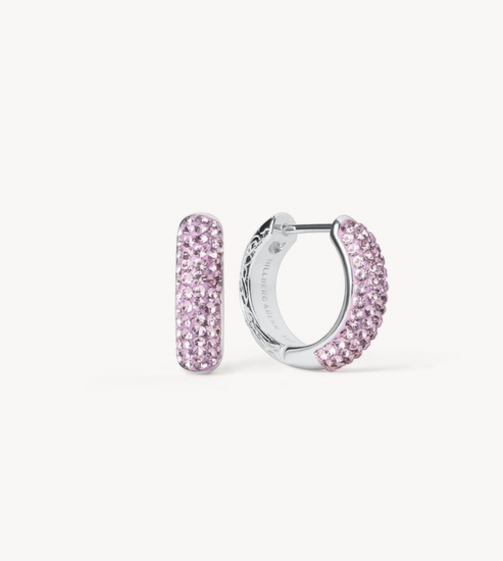Etched Floral Sparkle Reversible Hoop Earrings - Lilac