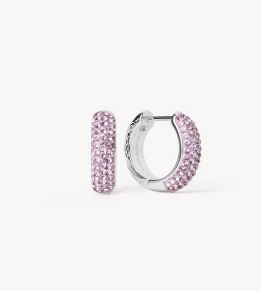 Etched Floral Sparkle Reversible Hoop Earrings - Lilac