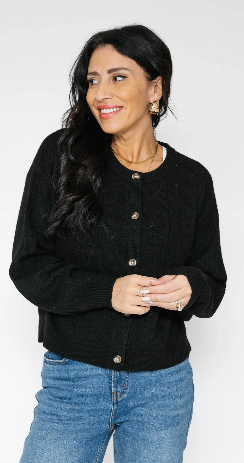 Crush On You Cardigan in Midnight Black