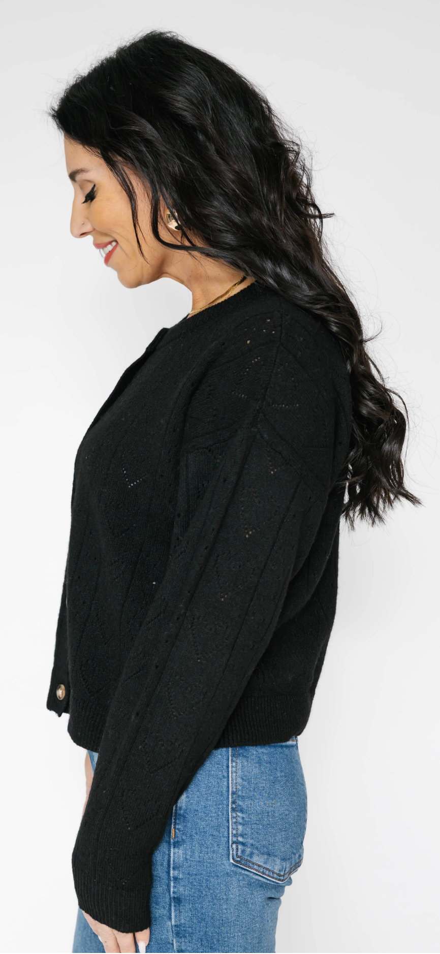 Crush On You Cardigan in Midnight Black