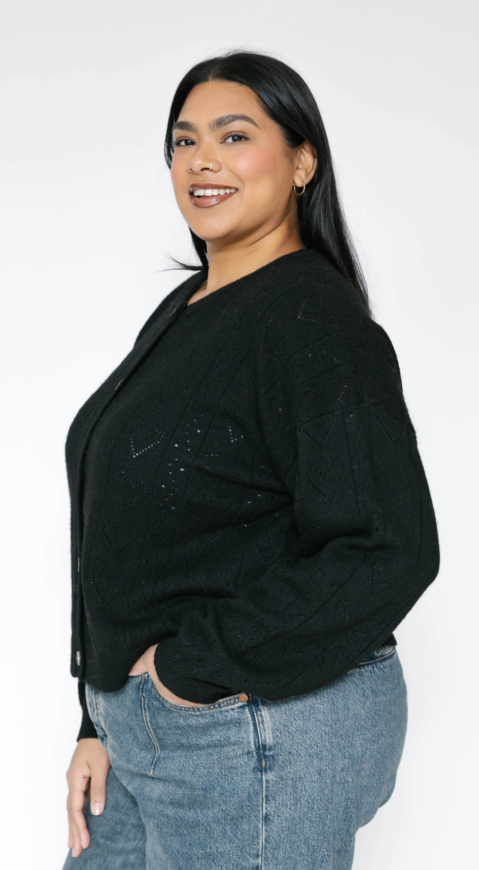 Crush On You Cardigan in Midnight Black