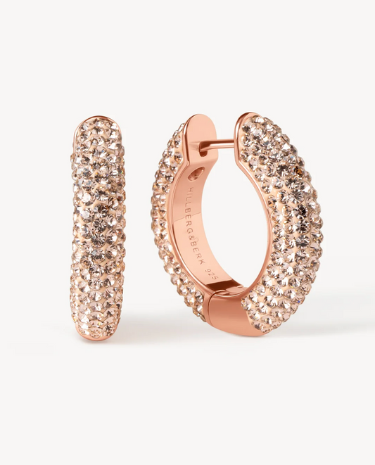Rose Gold Sparkle Hoop Earrings ~ Medium