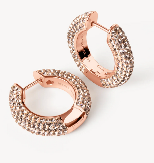 Rose Gold Sparkle Hoop Earrings ~ Medium