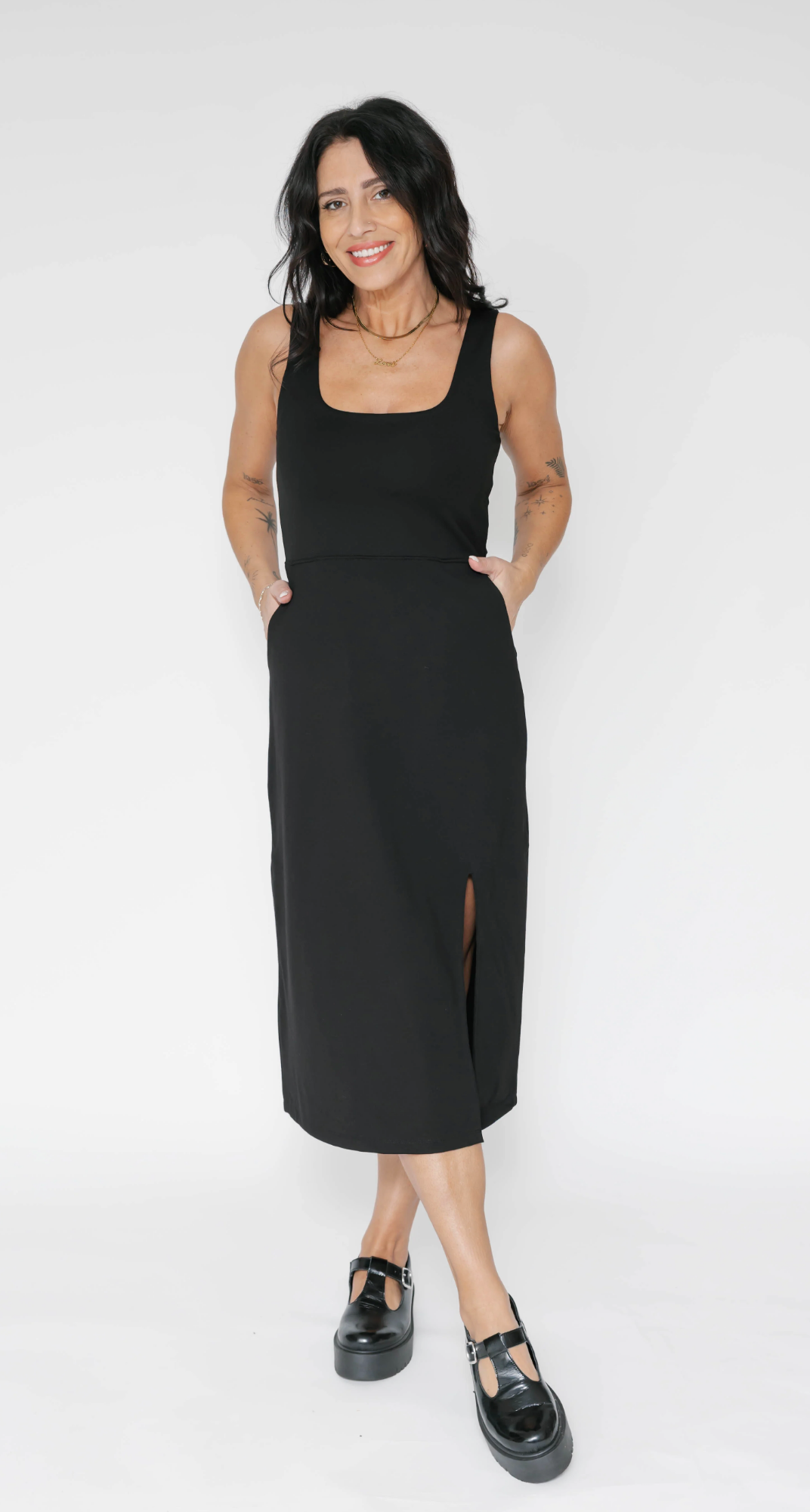 Microscuba Midi Dress ~ Black