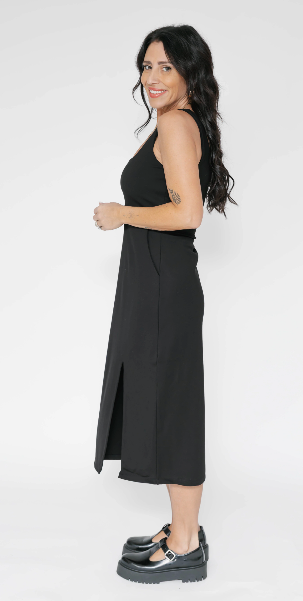 Microscuba Midi Dress ~ Black