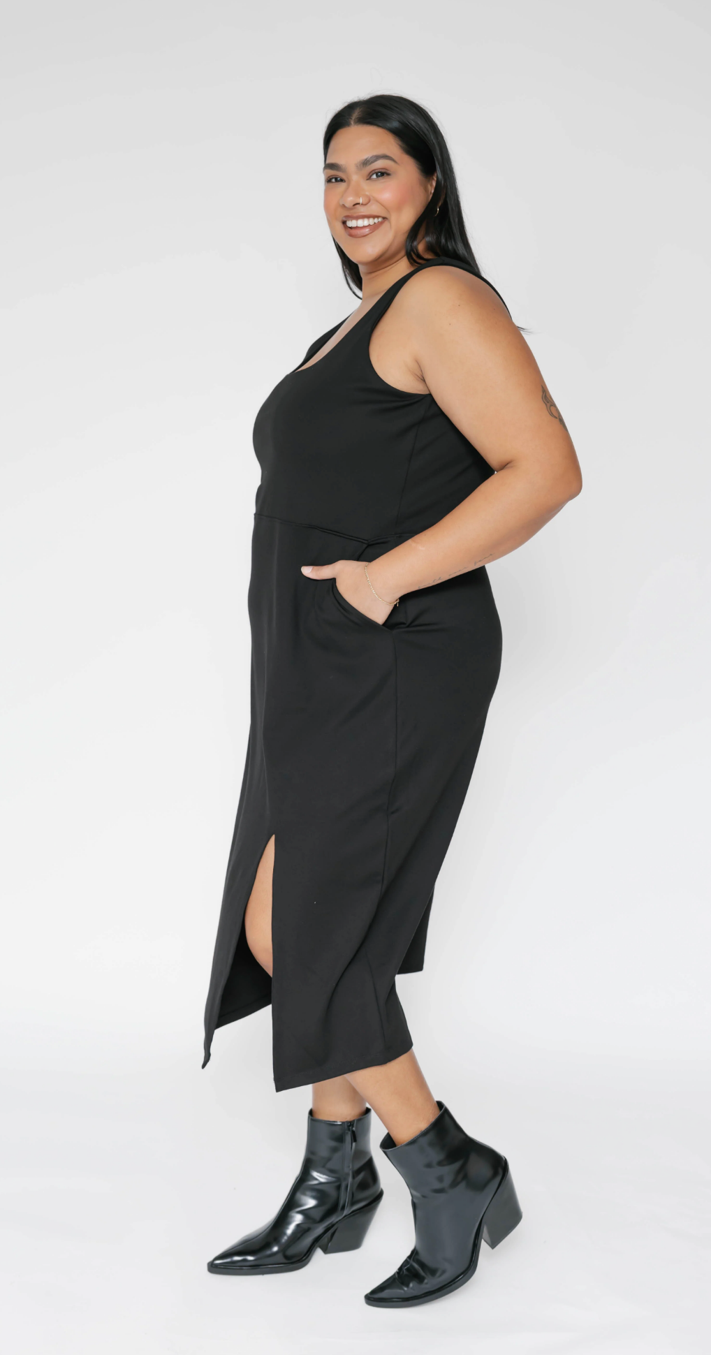 Microscuba Midi Dress ~ Black