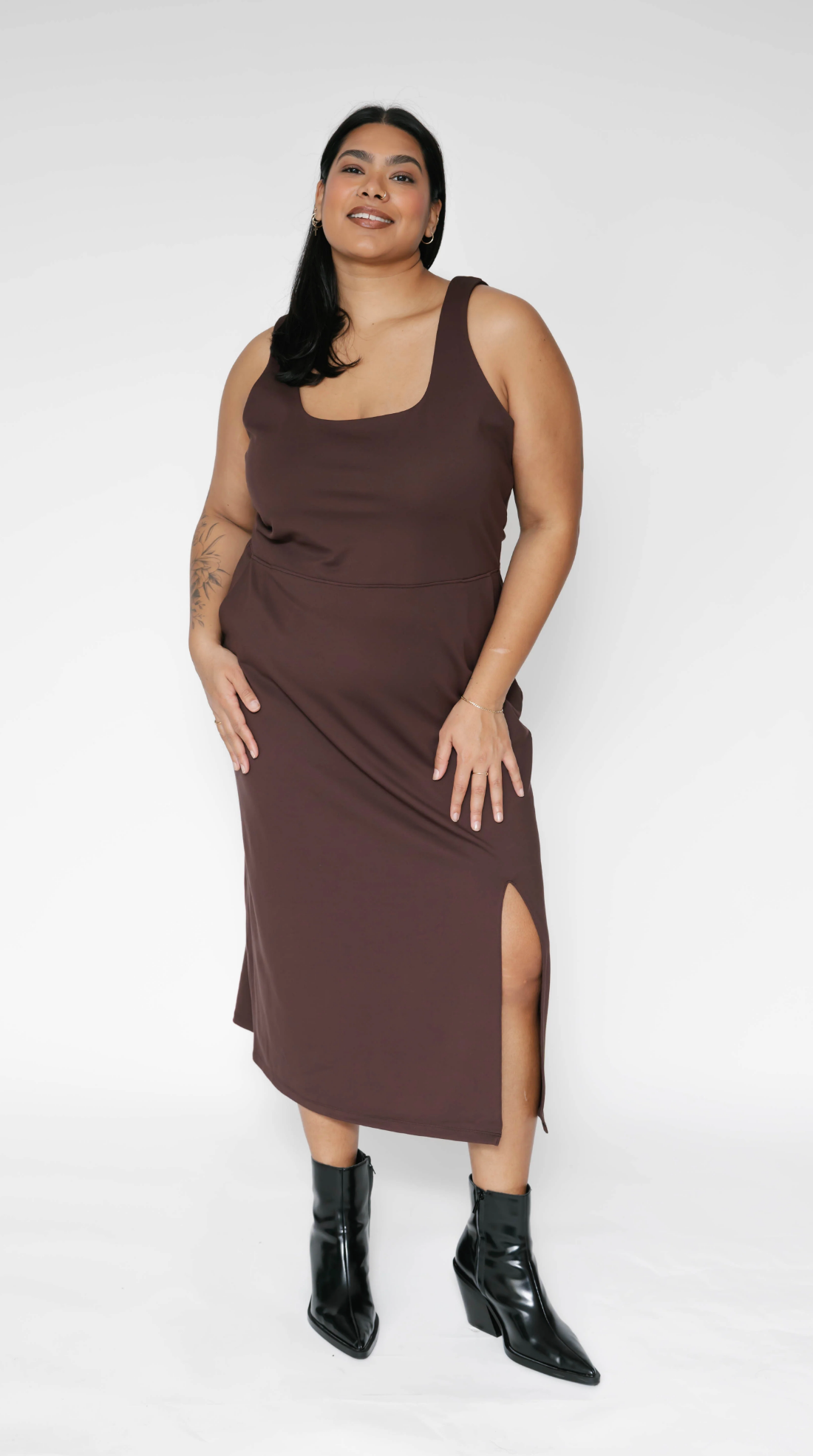 Microscuba Midi Dress ~ Espresso