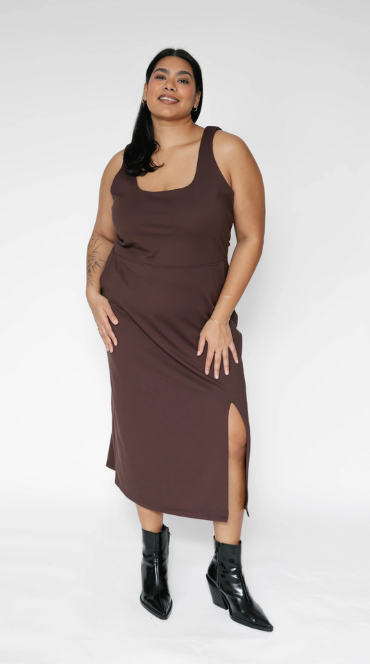 Microscuba Midi Dress ~ Espresso