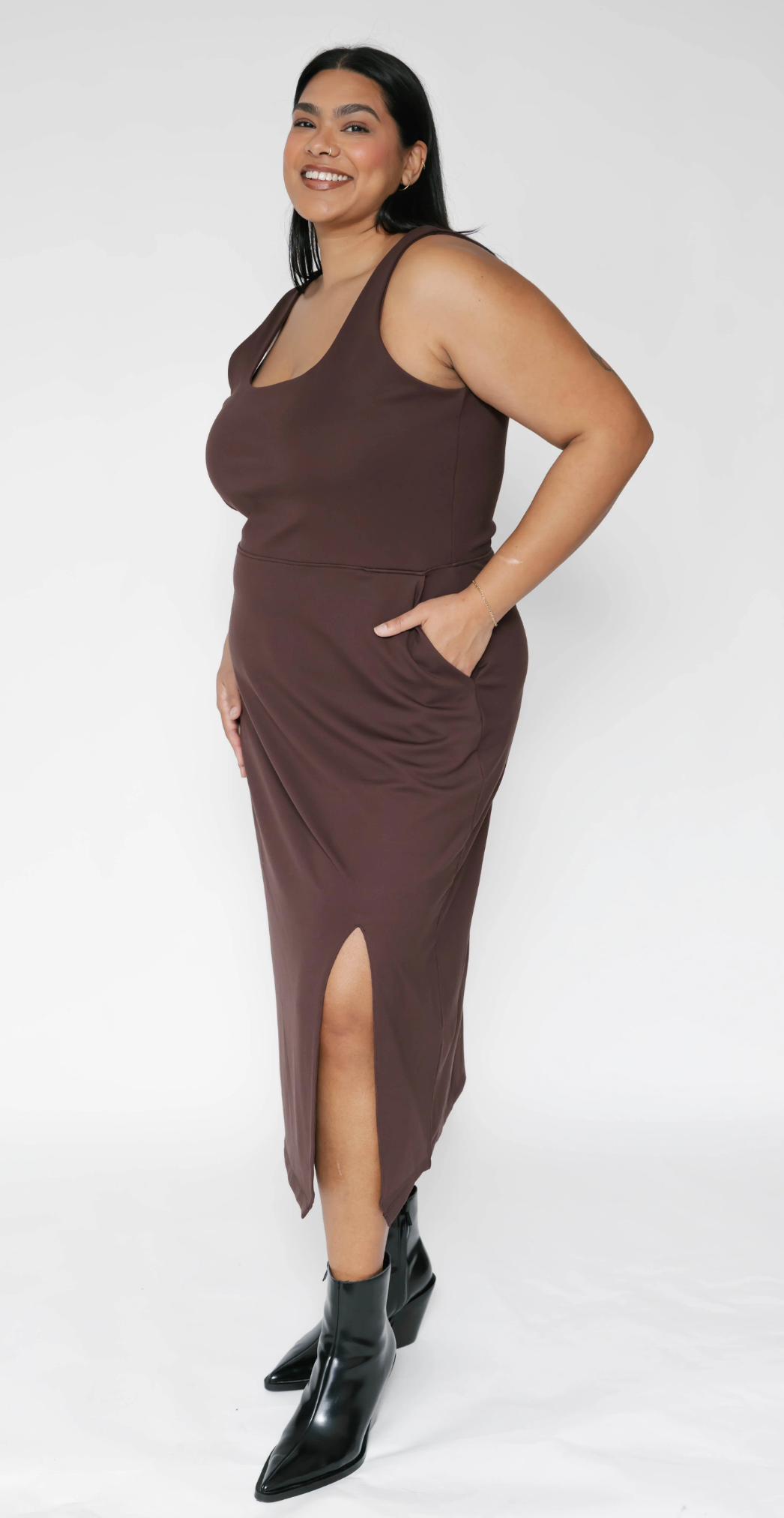 Microscuba Midi Dress ~ Espresso