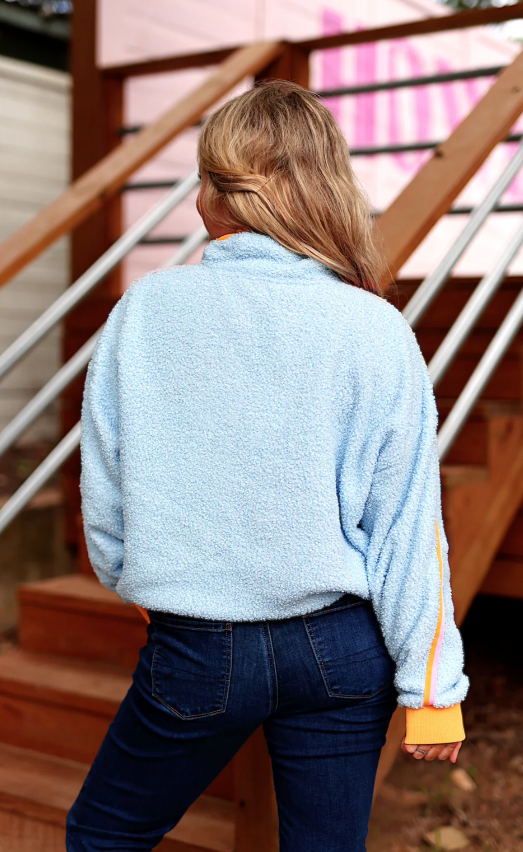 Around The Clock Teddy Quarter Zip Pullover ~ Seaside Blue