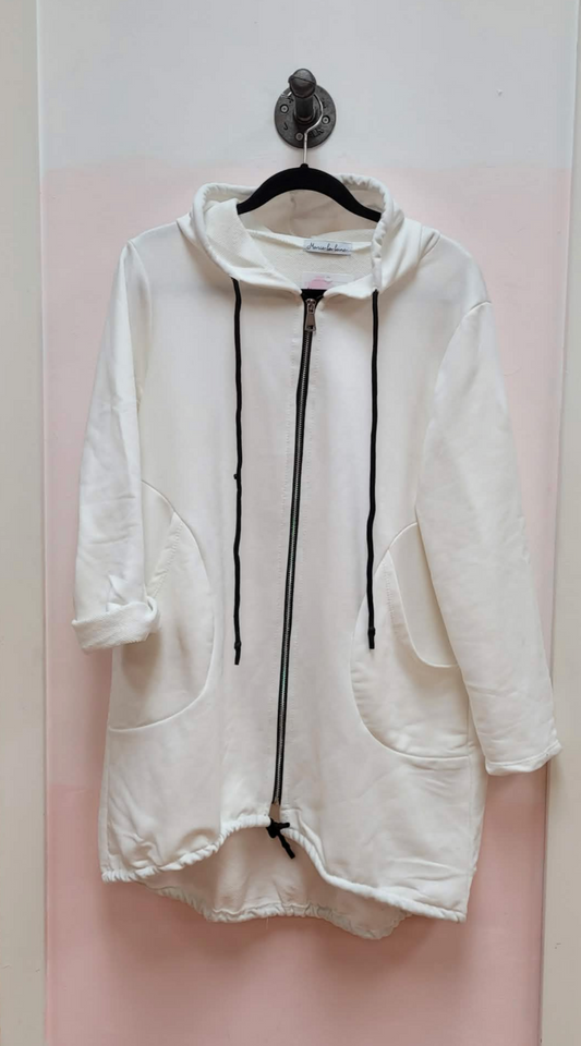 Zip Up Hooded Sweatshirt ~ White