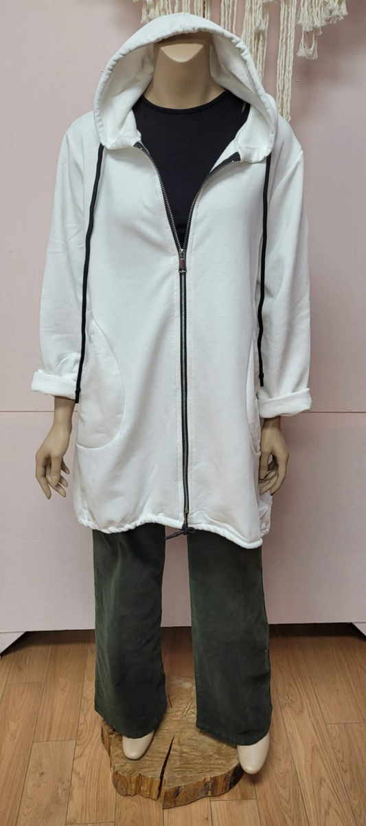 Zip Up Hooded Sweatshirt ~ White