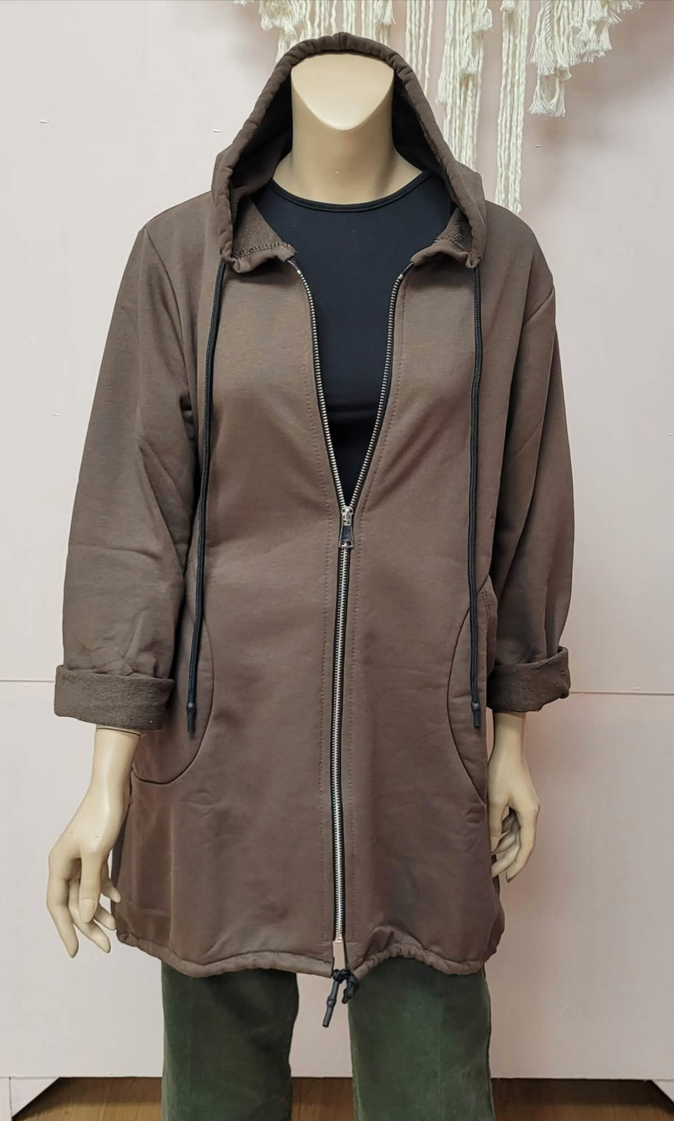 Zip Up Hooded Sweatshirt ~ Brown