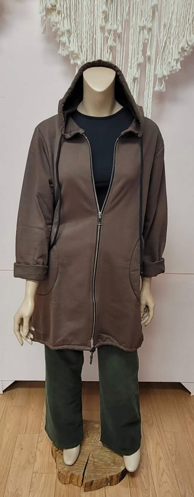 Zip Up Hooded Sweatshirt ~ Brown