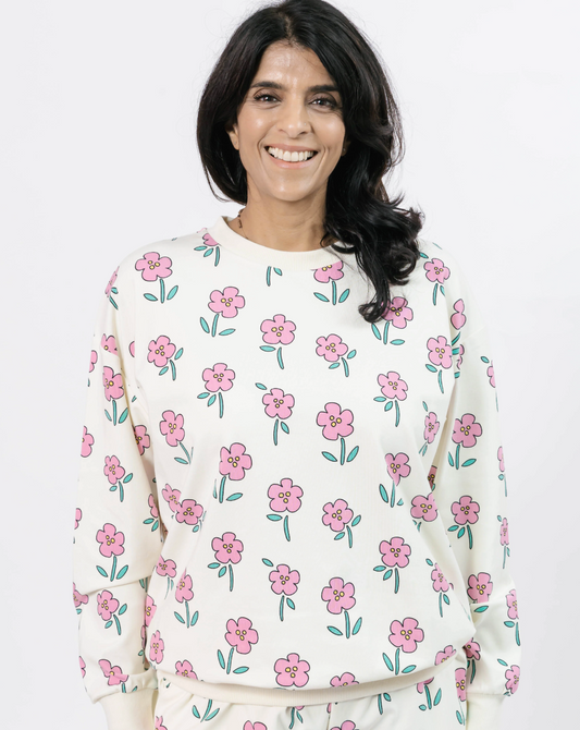 Fresh Floral Hangout Crew ~ Pink Floral