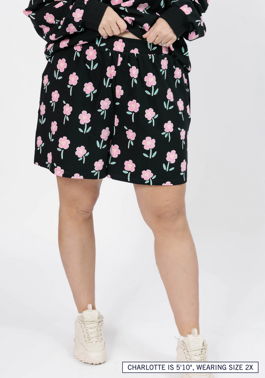 Fresh Floral Hangout Short ~ Black Floral