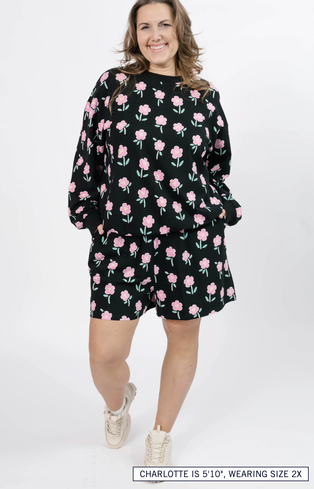Fresh Floral Hangout Crew ~ Black Floral