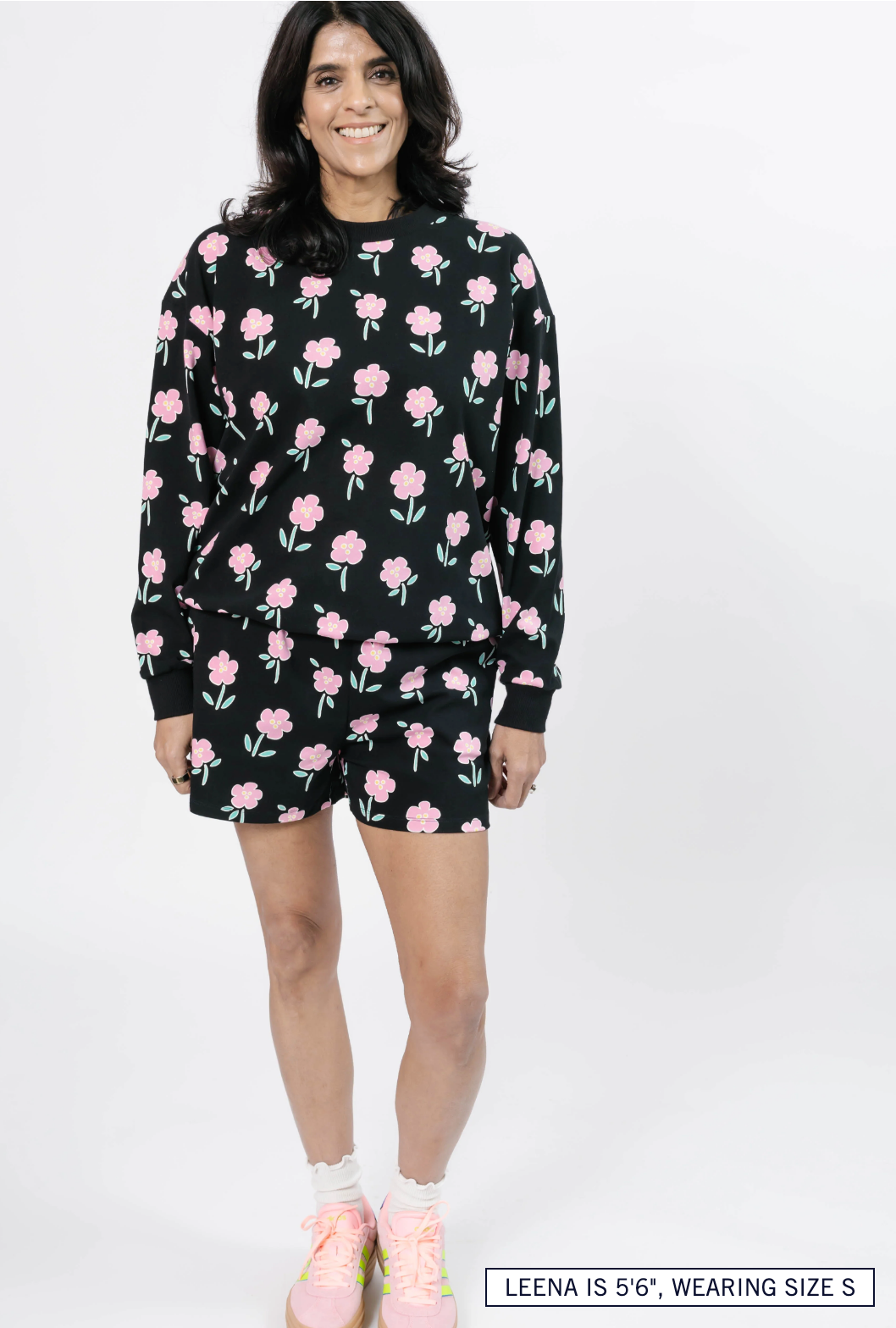Fresh Floral Hangout Crew ~ Black Floral