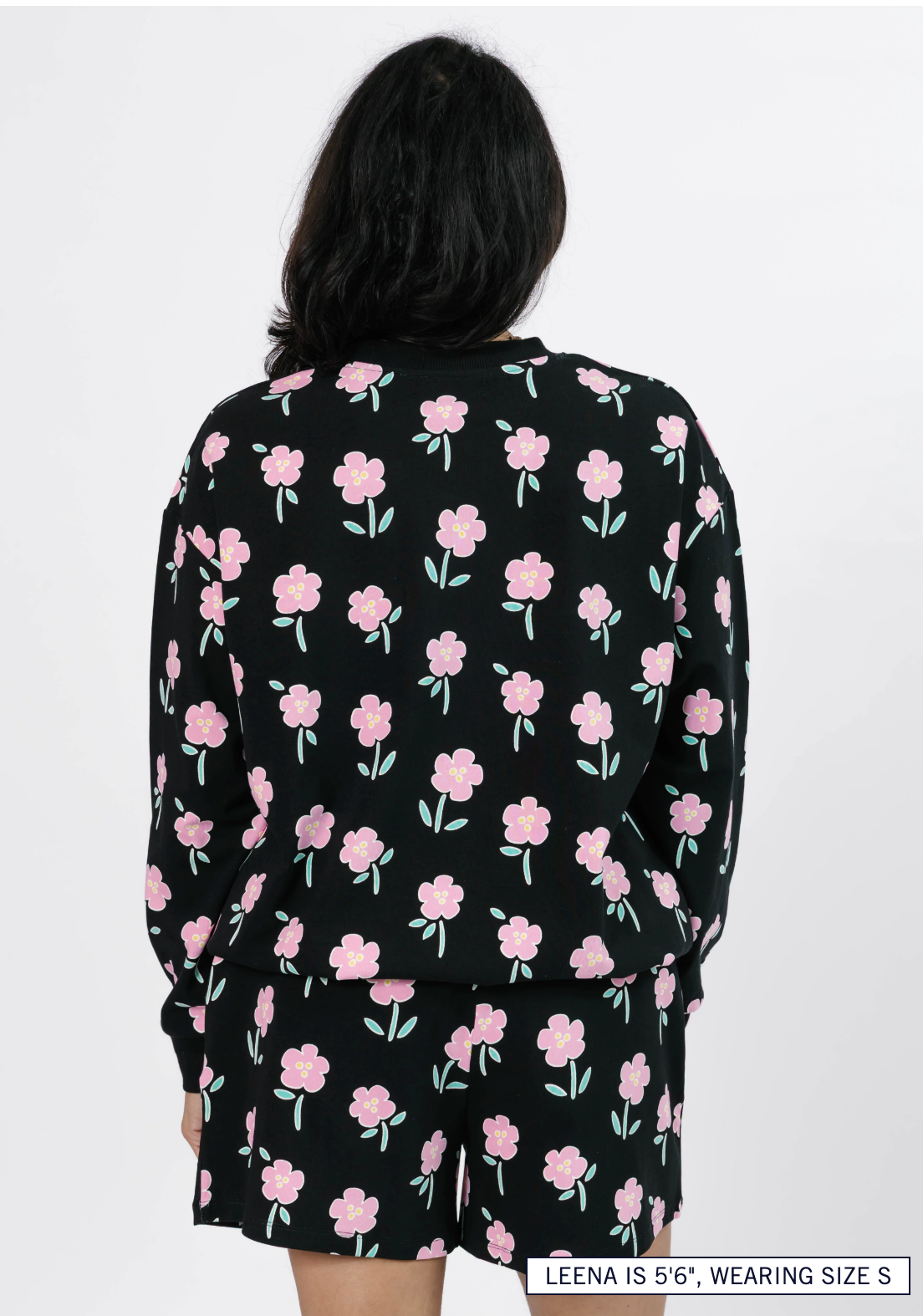 Fresh Floral Hangout Crew ~ Black Floral