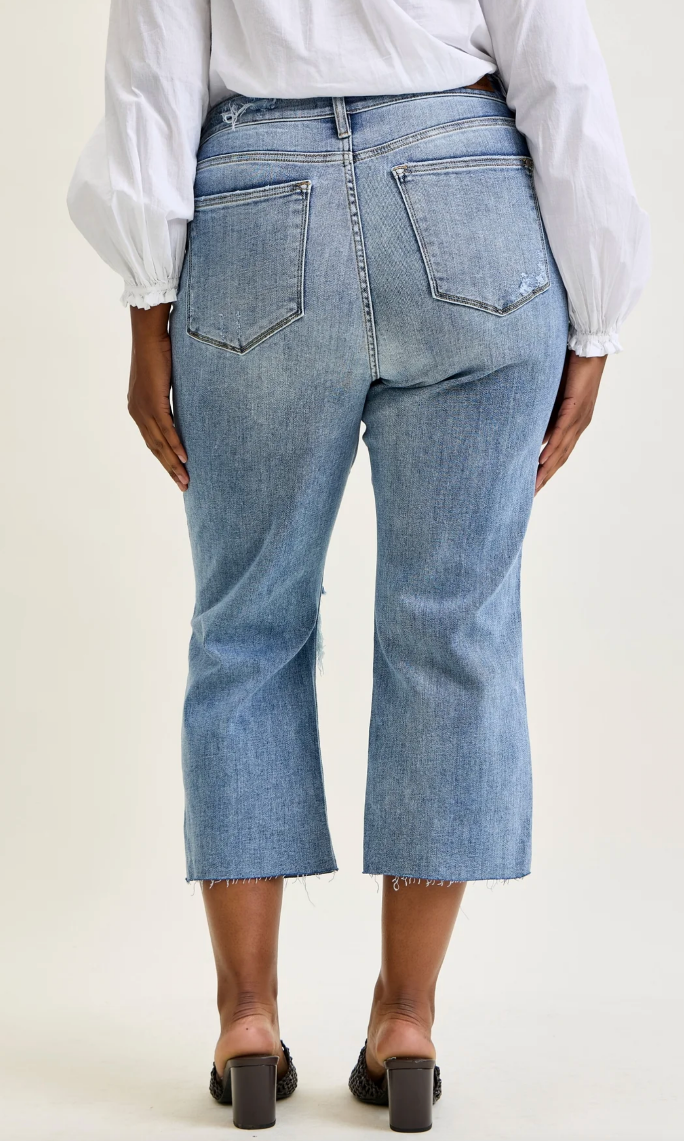 Celeste Distressed Wide Leg Crop { Reg & Curve }