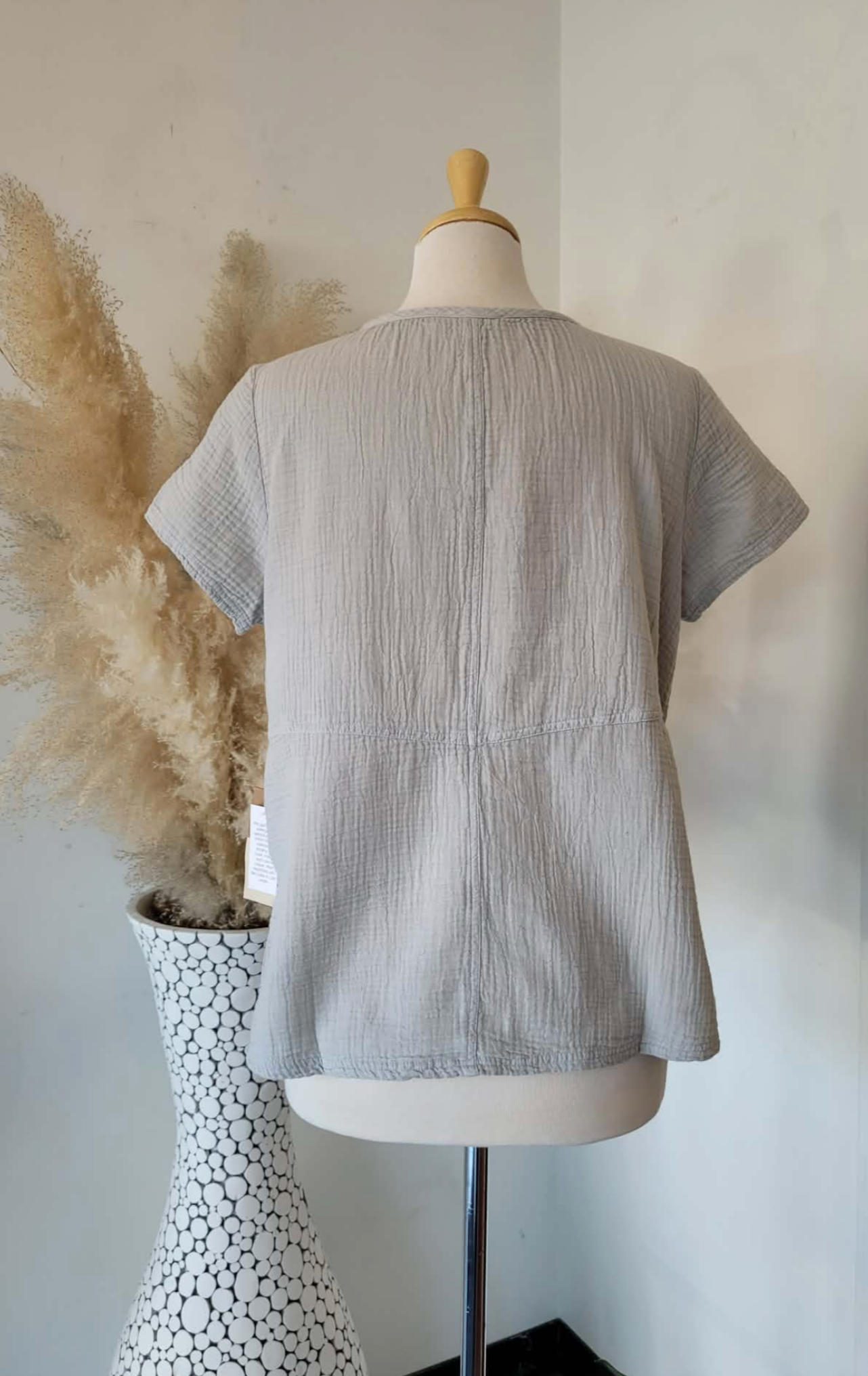 Retreat V Neck Gauze Top ~ Dune