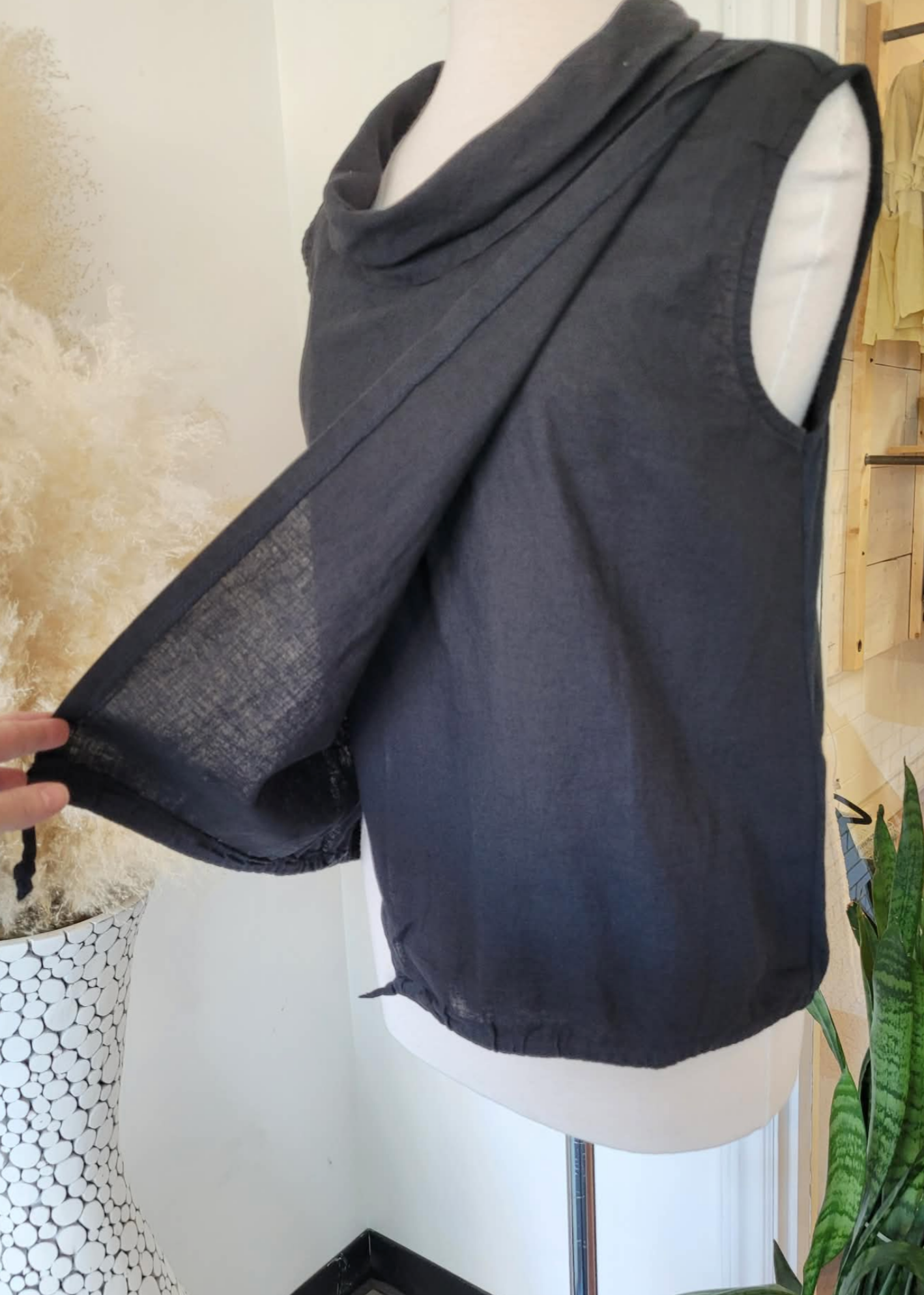 Gemma Knit Woven Combo Sleeveless Top