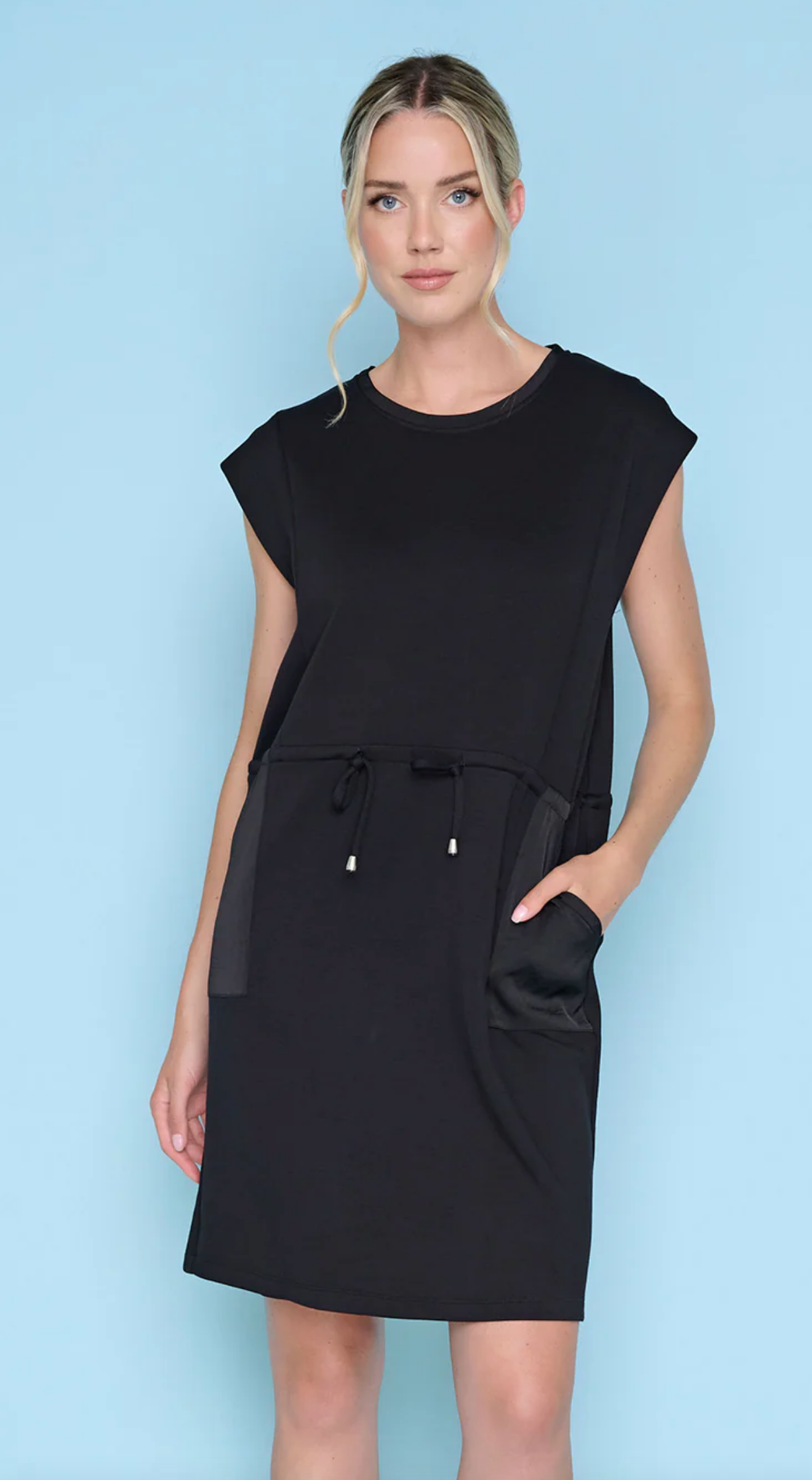 Sleeveless Drawstring Waist Dress