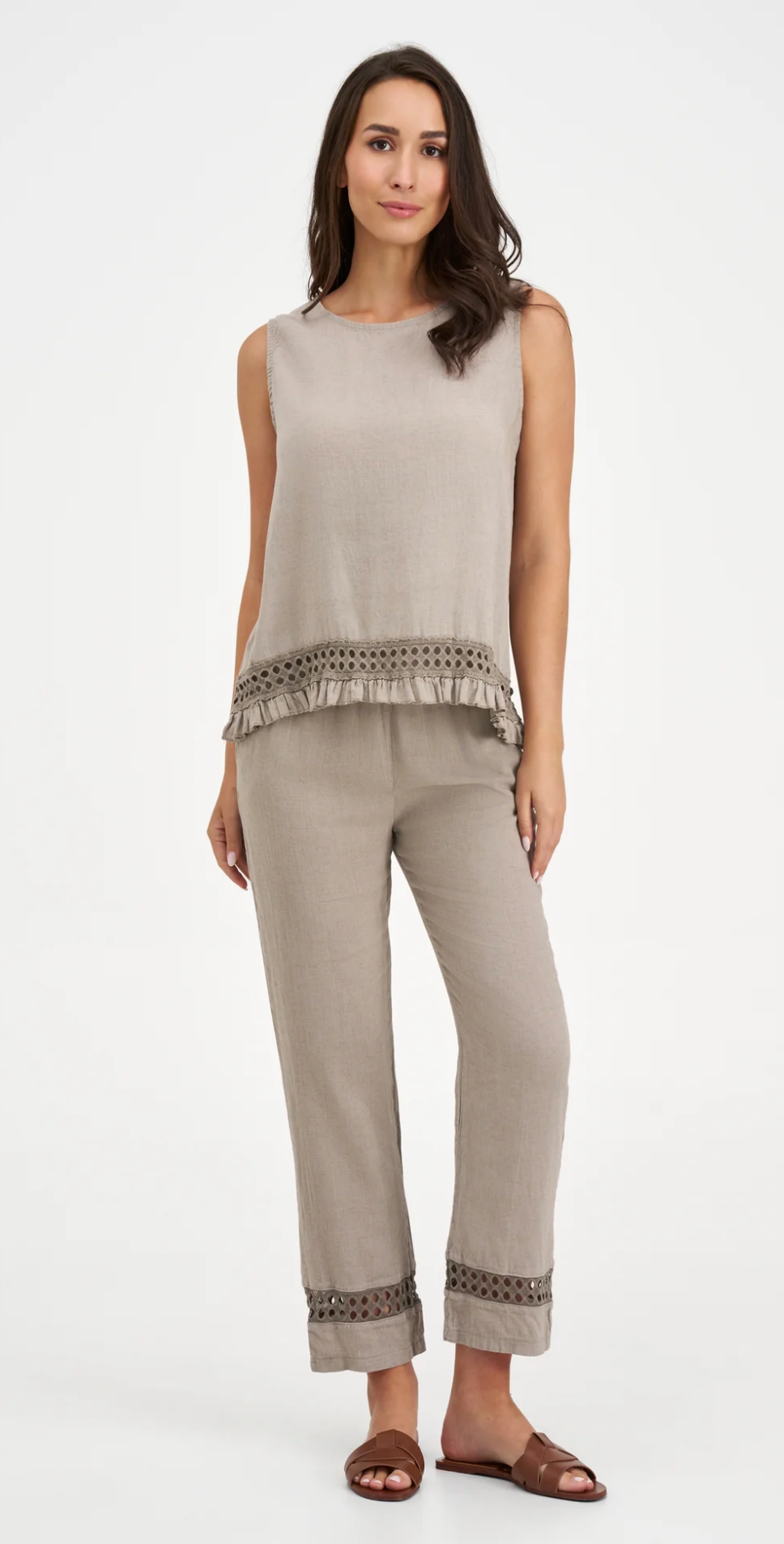 Eyelet Ruffle Bottom Tank