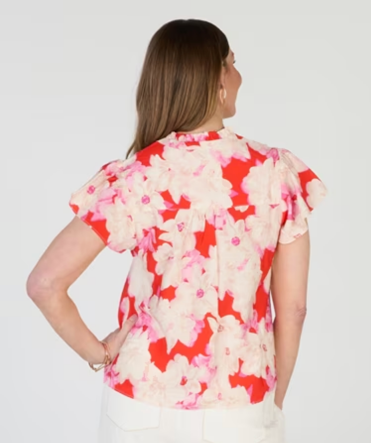 Lyra Blouse ~ Red Floral