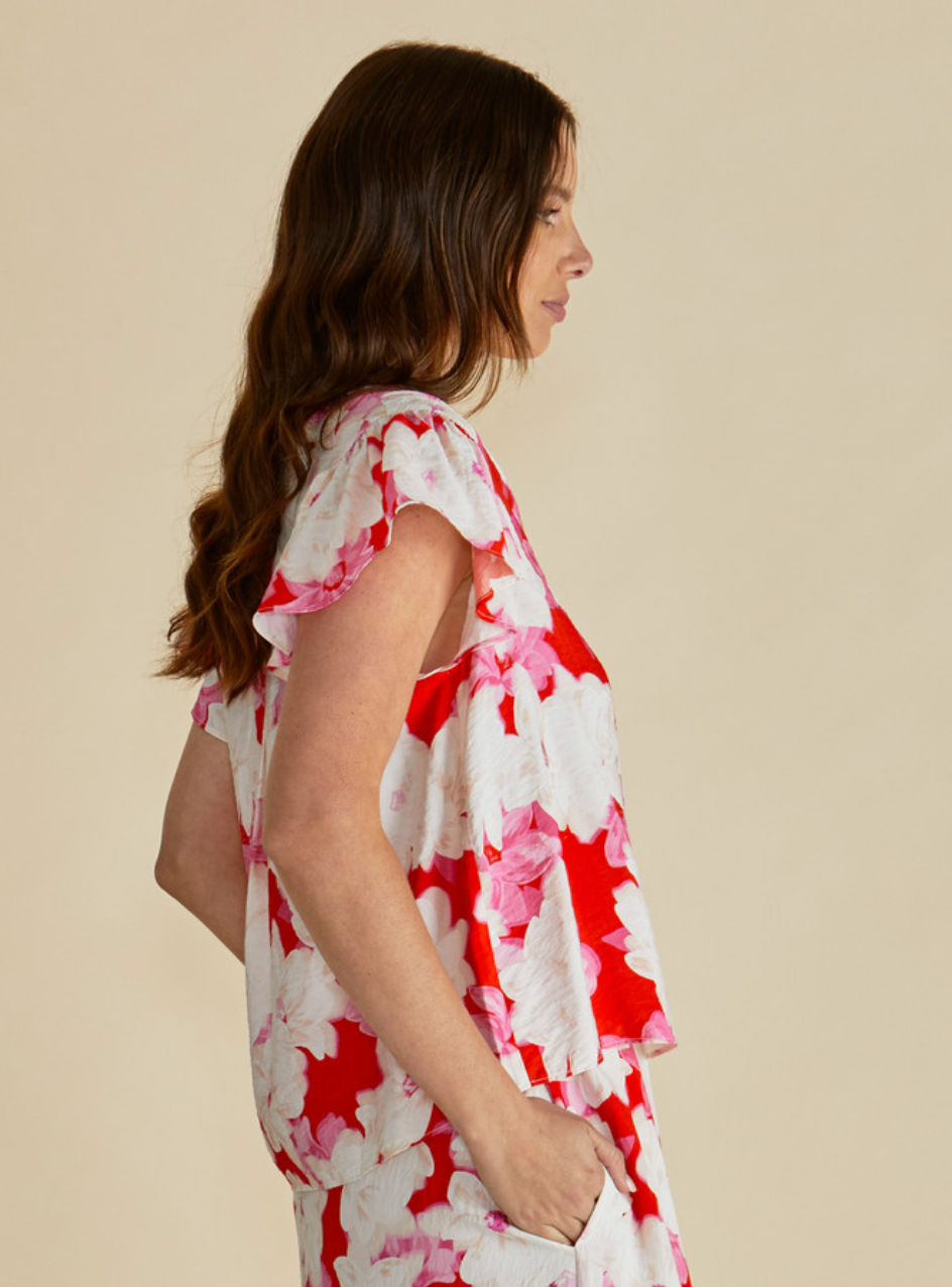 Lyra Blouse ~ Red Floral