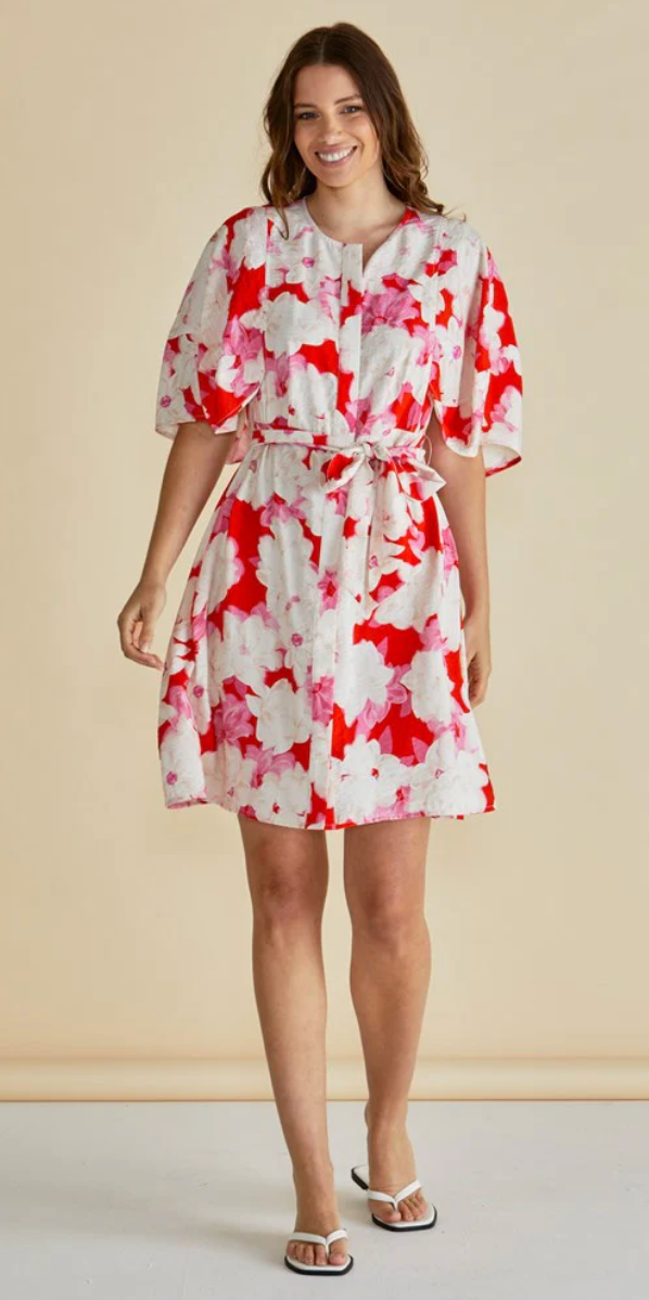 Gwenda Dress ~ Red Floral