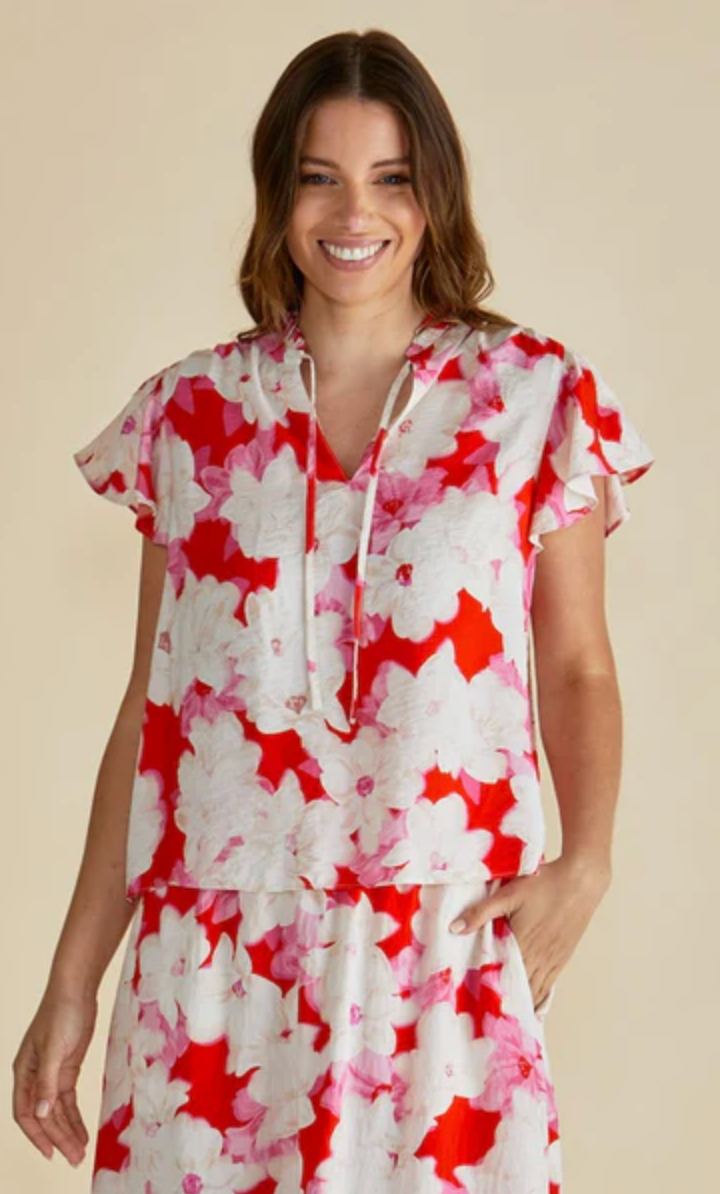 Lyra Blouse ~ Red Floral